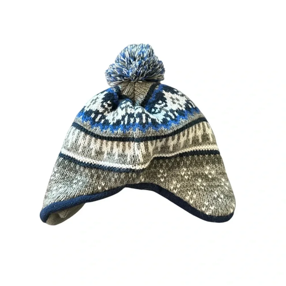 Koala kids baby boy size 6-12 months blue and grey knit beanie